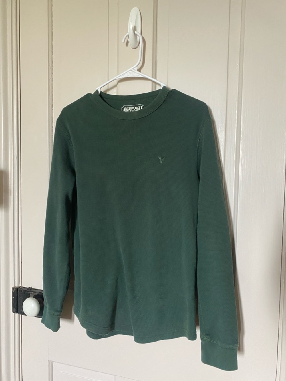 American Eagle Dark Green Waffle Thermal Long Sleeve